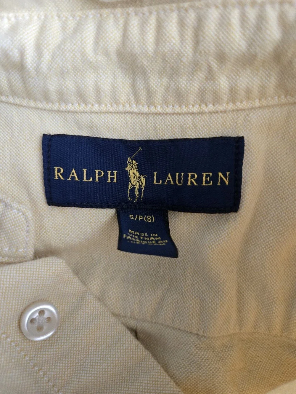 Ralph Lauren Pale Yellow Button-Down Shirt with Polo Logo